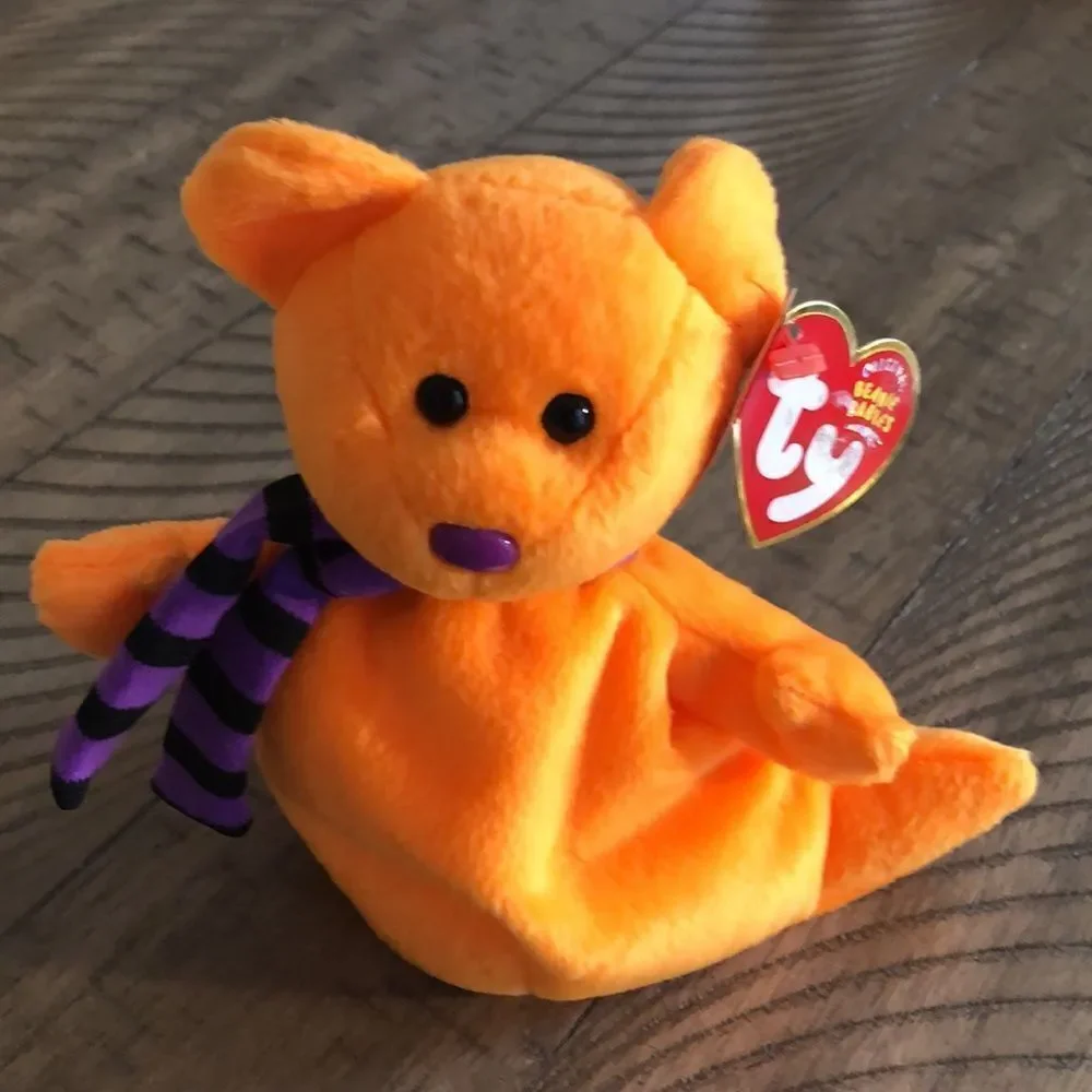 20th Anniversary Shivers 👻 the Ghost Pumpkin 🎃 orange 🍊 👻 Ty Beanies 2003